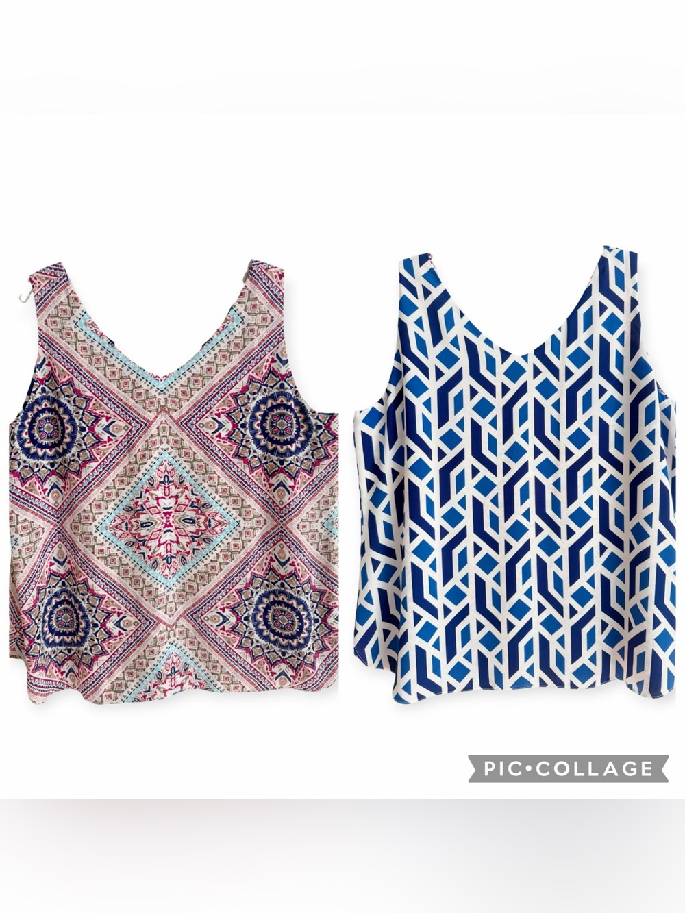 Chico’s Double Reversible Geometric Moroccan Tile Tank Top XL